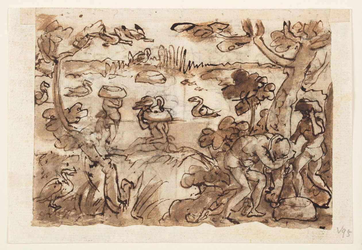 Recto: Lov kachen pomocí dýní v Západní Indii; Verso, nahoře: Lov na krokodýl v Nilu; Verso níže: Lov tygrů pomocí pastí a zrcadel od Jan van der Straet, called Stradanus
