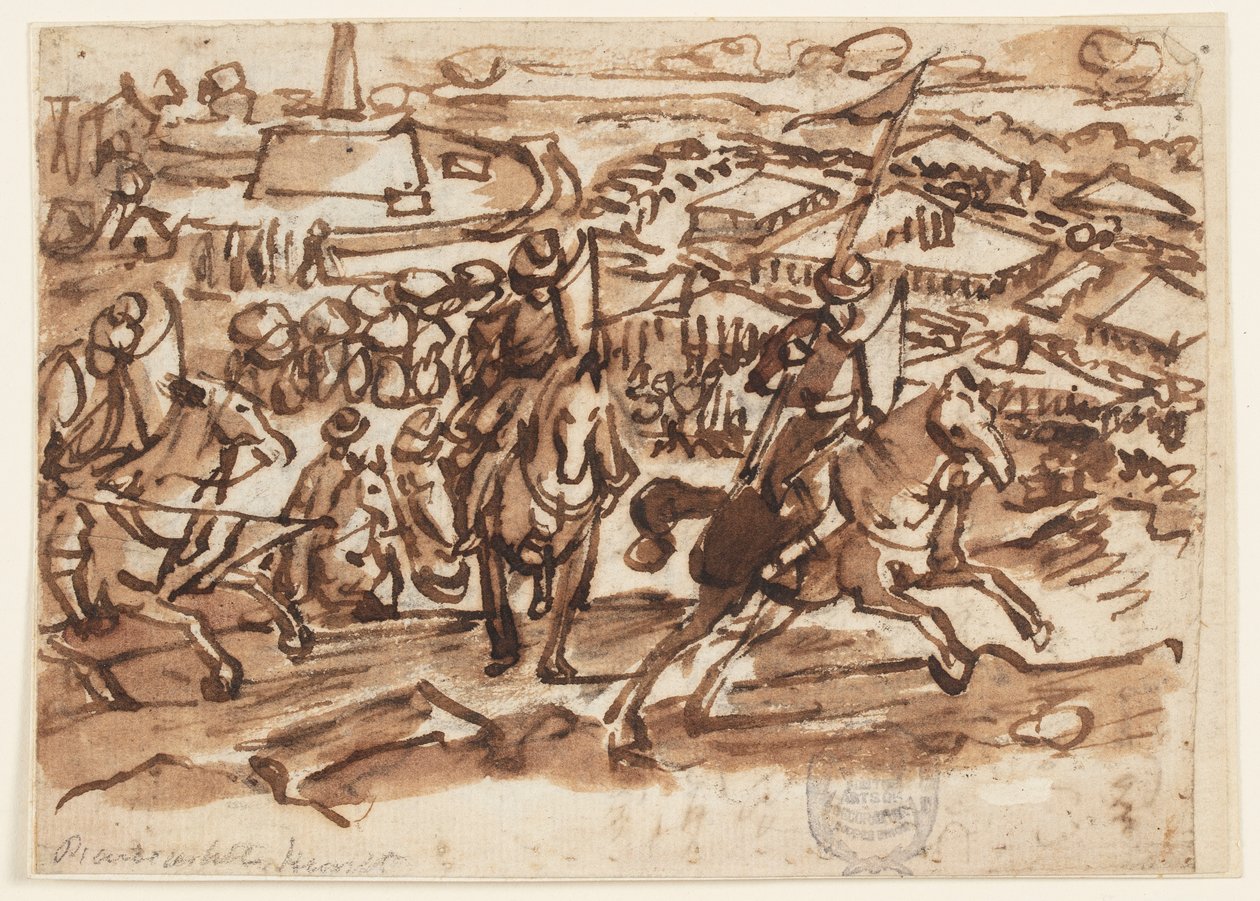 Ústup Turků po obléhání Vídně v roce 1529 od Jan van der Straet, called Stradanus