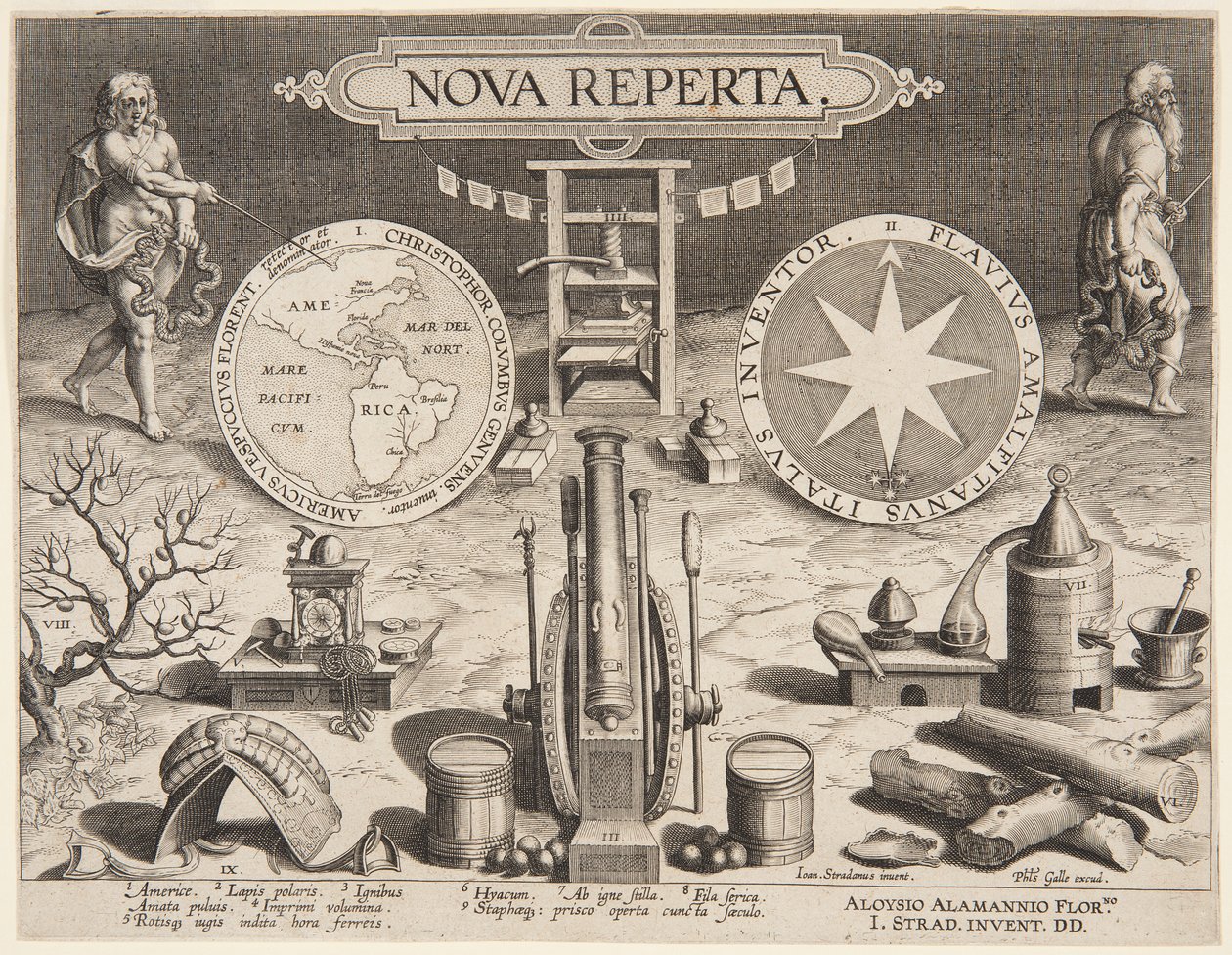 Titulní strana "New Discovery" od Jan van der Straet, called Stradanus