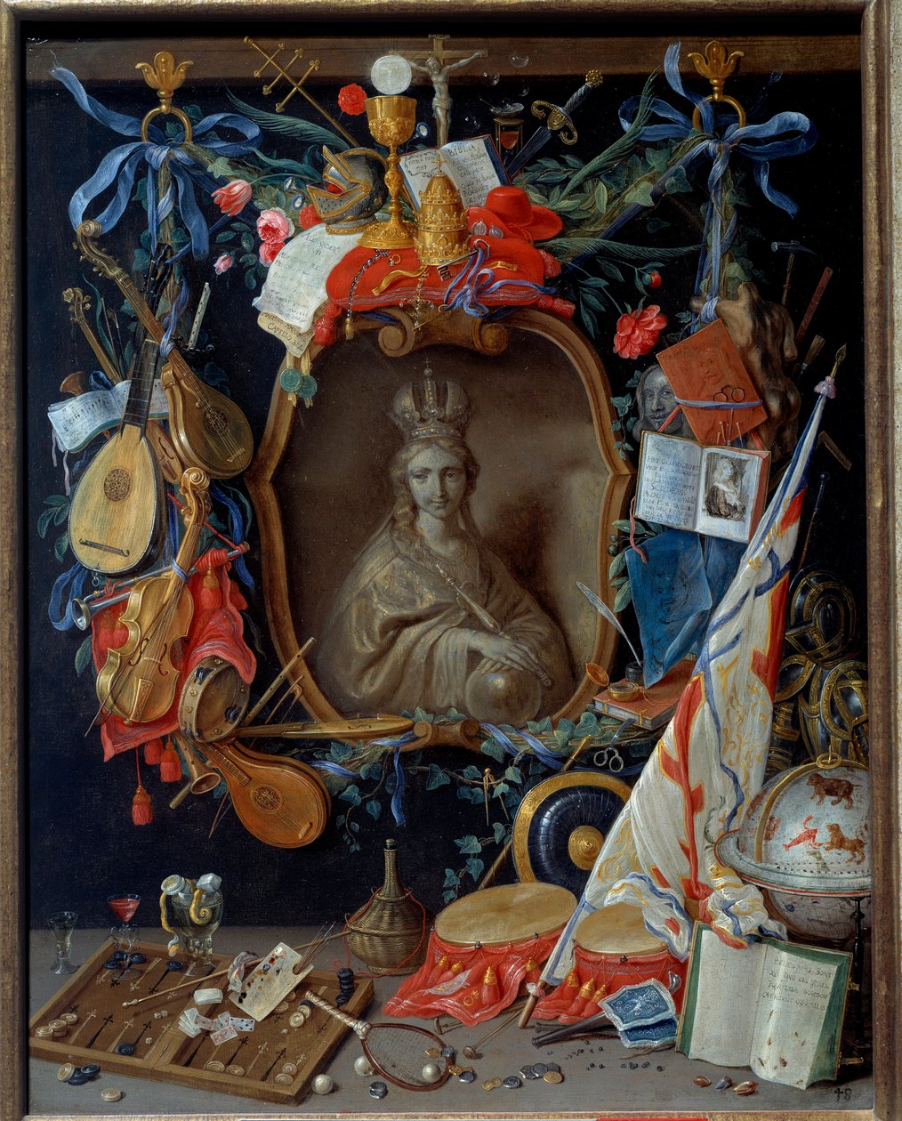 Panna obklopená vanitovými symboly. Obraz Jana I. Kessela Stařec (1626 - 1679) od Jan van the Elder Kessel