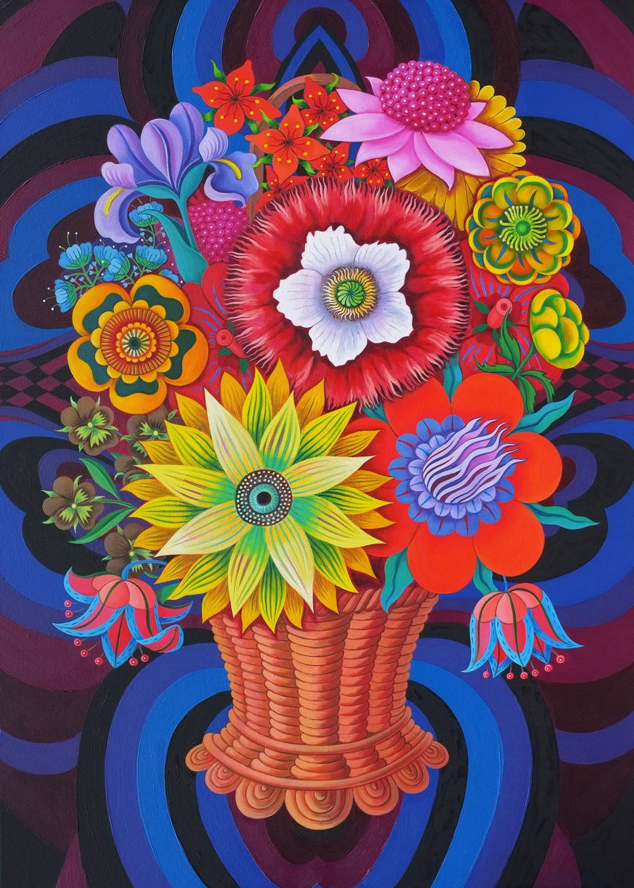 Květy v košíku, 2013, od Jane Tattersfield