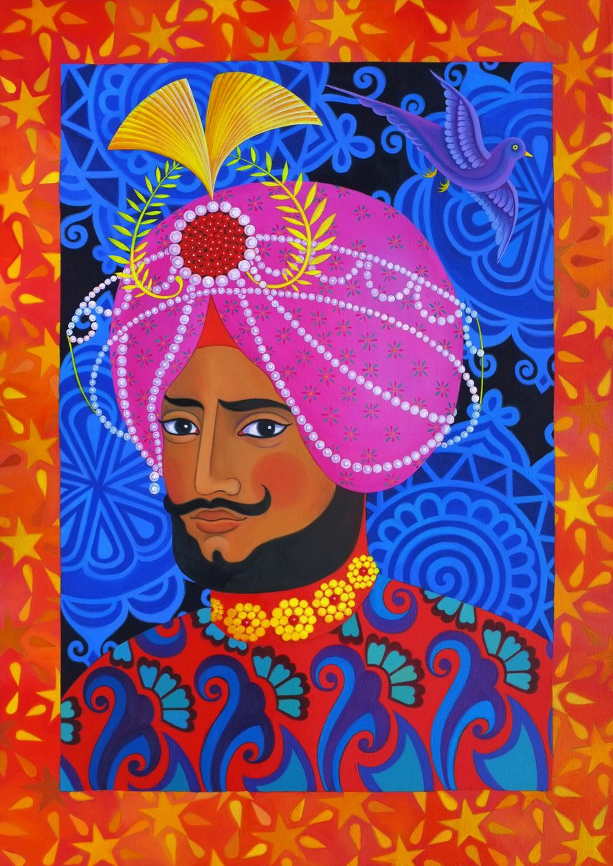 Mahárádža s růžovým turbanem, 2012, od Jane Tattersfield