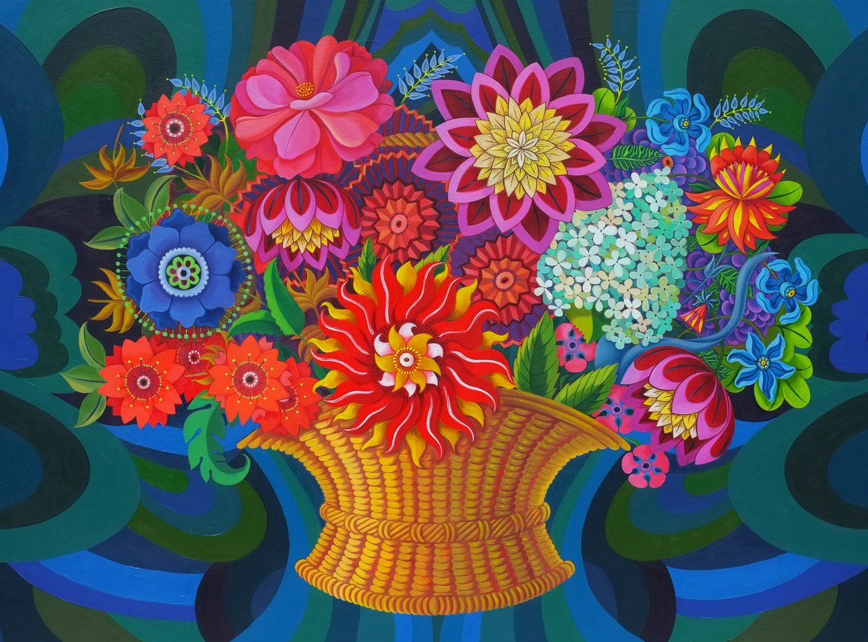 Více květů v košíku, 2013, od Jane Tattersfield
