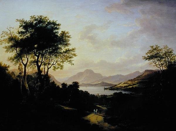 Rozsáhlý pohled na jezero Loch Lomond, poblíž Dumbarton (olej na plátně) od Jane Nasmyth