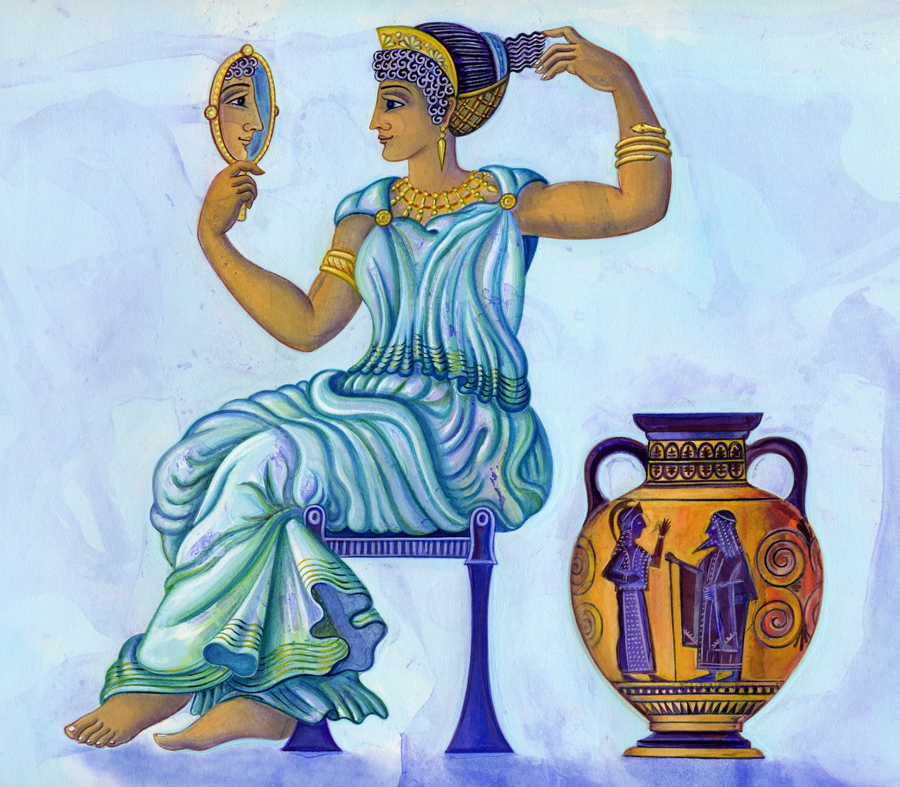 Starořecká žena, 2002 (tuš a kvaš) od Jane Tattersfield