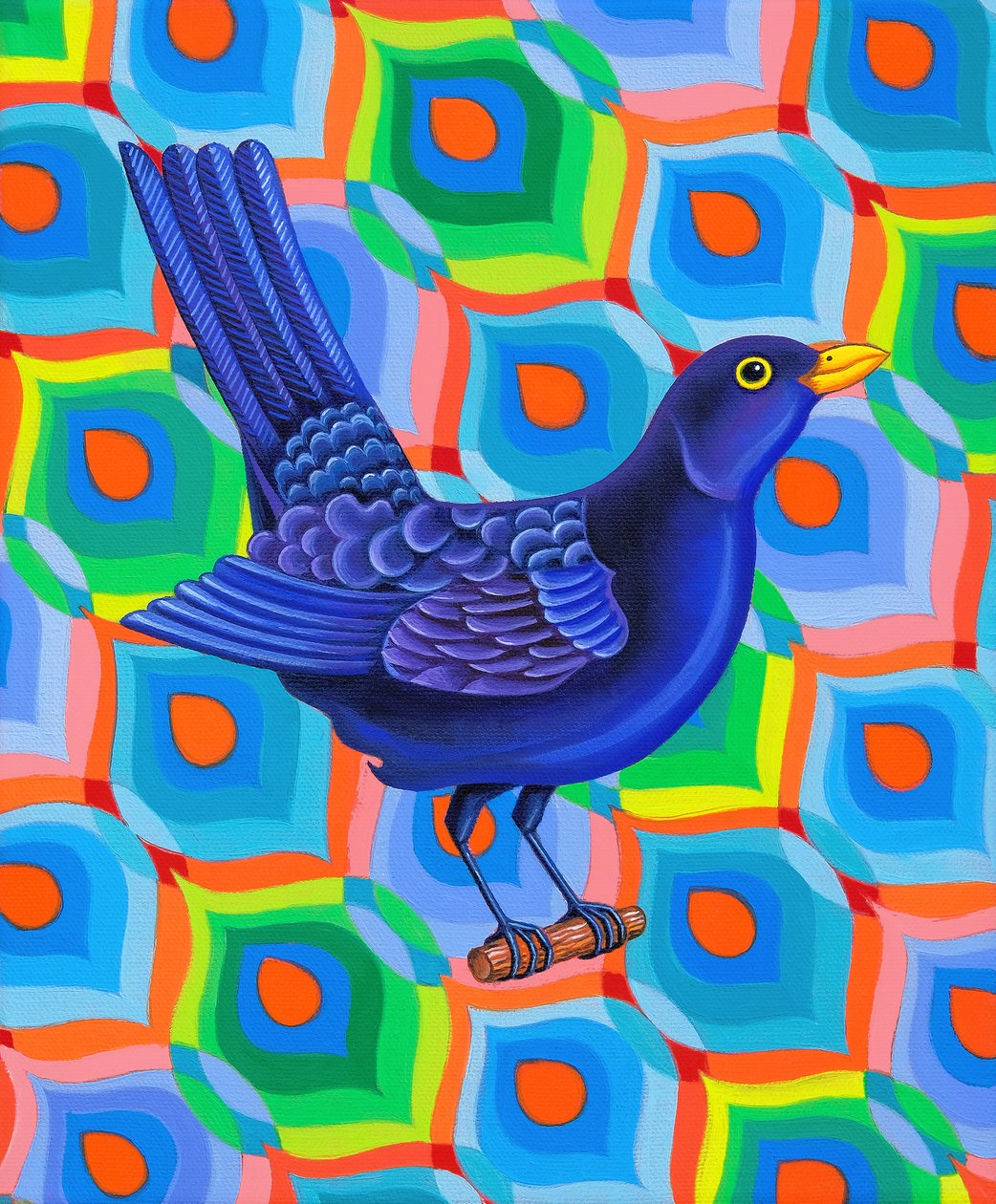 Blackbird, 2023 (olej na plátně) od Jane Tattersfield