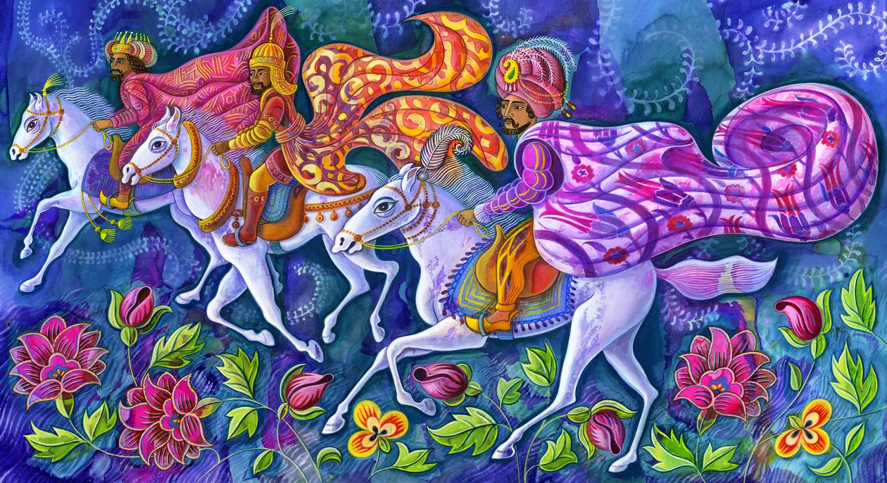 Tři králové, 2008, (inkoust a kvaš) od Jane Tattersfield