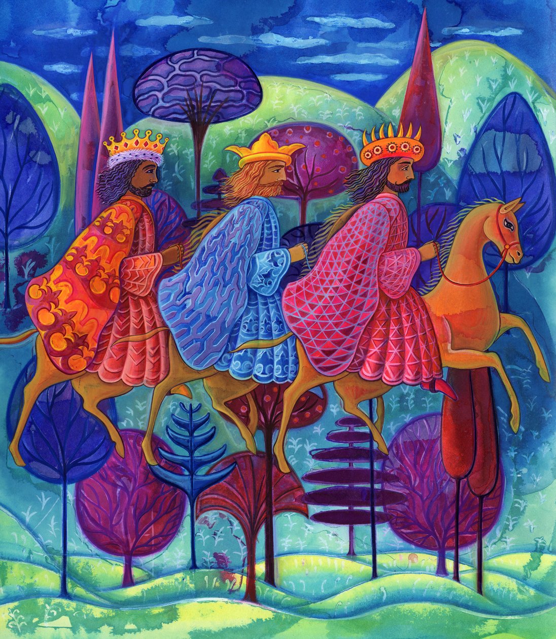 Vánoce tří králů, 2004, (tuš a kvaš) od Jane Tattersfield