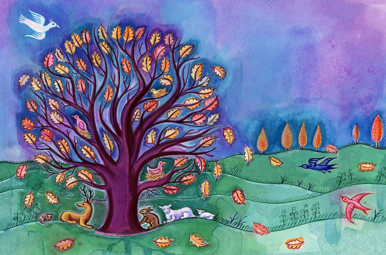 Strom na podzim, 2002, (inkoust a kvaš) od Jane Tattersfield