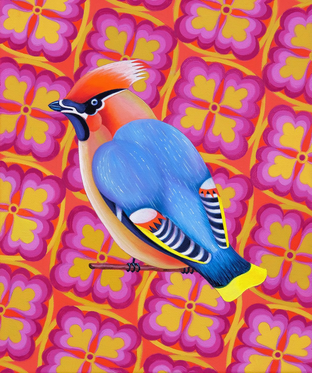 Waxwing, 2023 (olej na plátně) od Jane Tattersfield