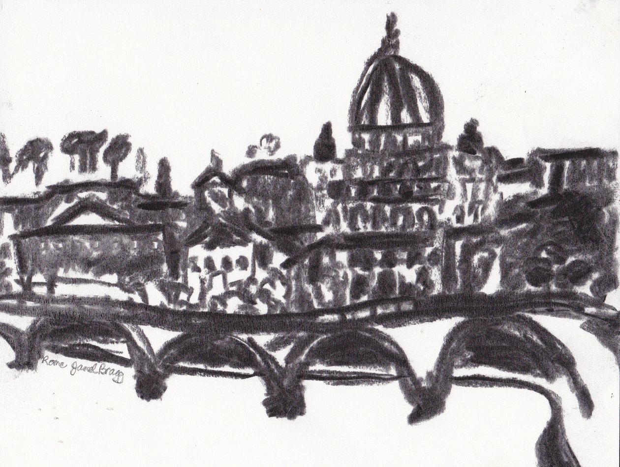 Bazilika svatého Petra Řím, cca 2014 (uhel na papíře) od Janel Bragg