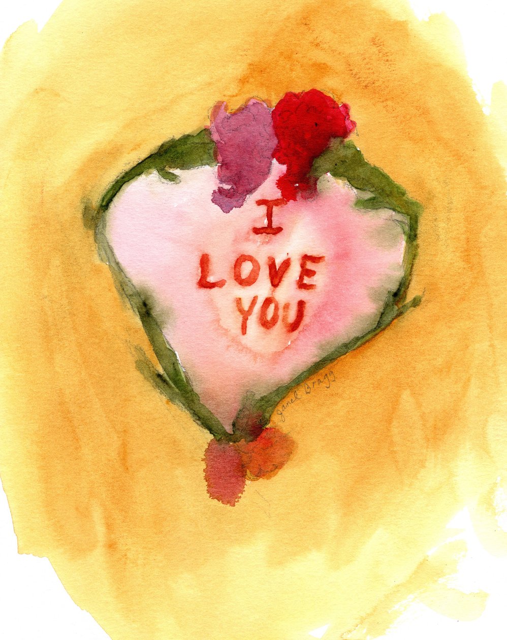 Valentine II, cca 2019 (akvarel na papíře) od Janel Bragg