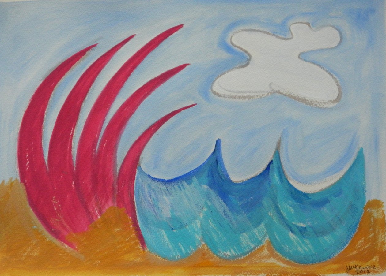 Wormiston sea, 2013 (kvaš a akvarel na papíře) od Janet McKenzie