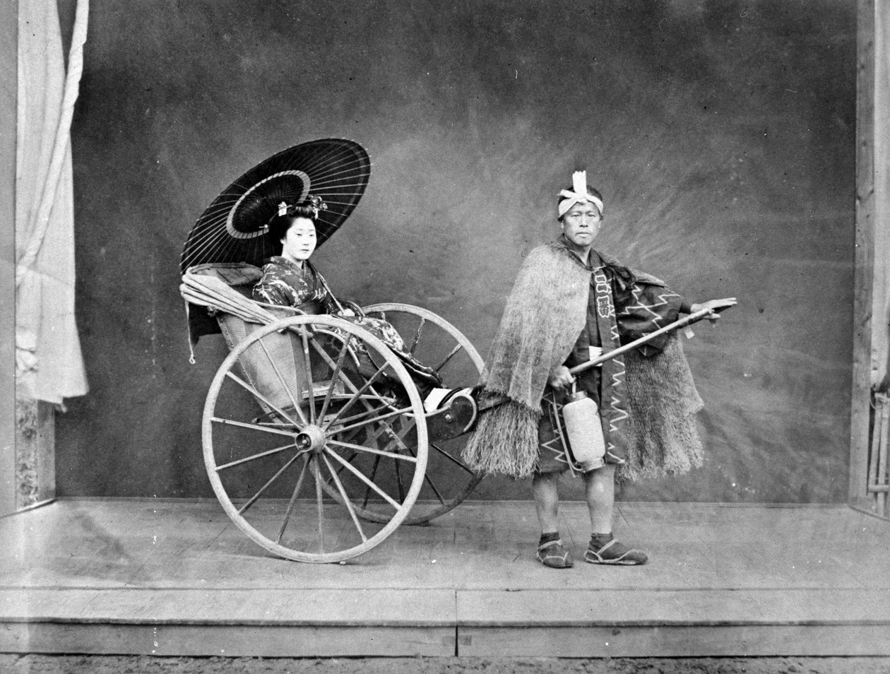 Gejša v rikši, kolem 70. let 19. století od Japanese Photographer