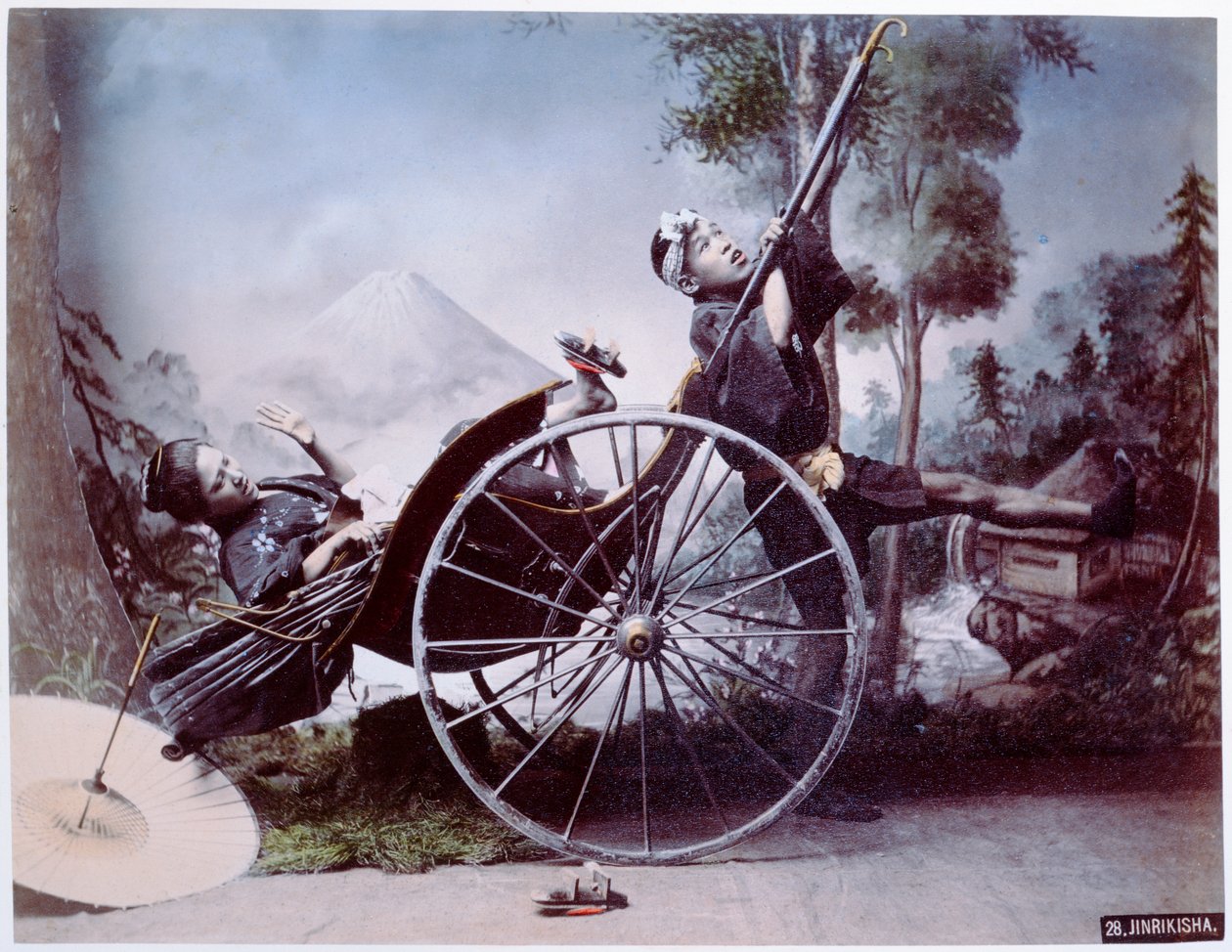 Nehoda rikši, cca 1900 (barevné foto) od Japanese Photographer