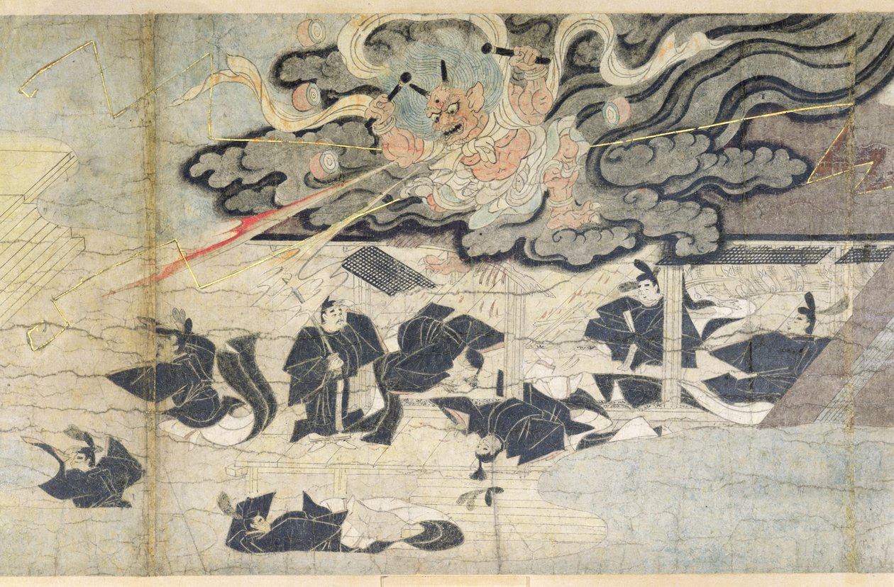 Demon Thunder, svatyně Tenjin, období Kamakura (1185-1333) (inkoust na hedvábí) od Japanese School