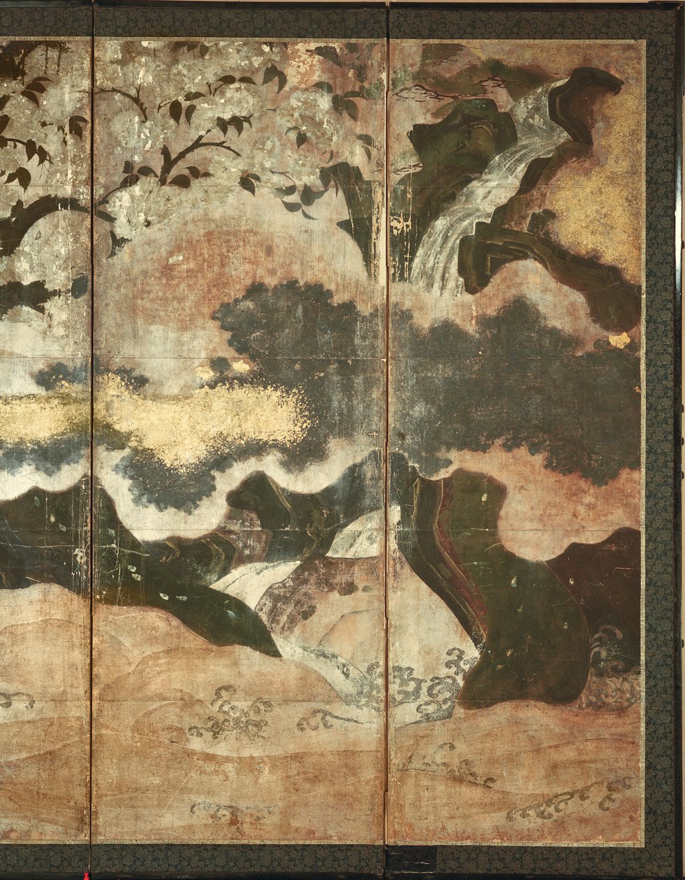 Sunny Landscape (pero a inkoust, barva, zlatý papír na panelu) (viz 216576, 216577) od Japanese School