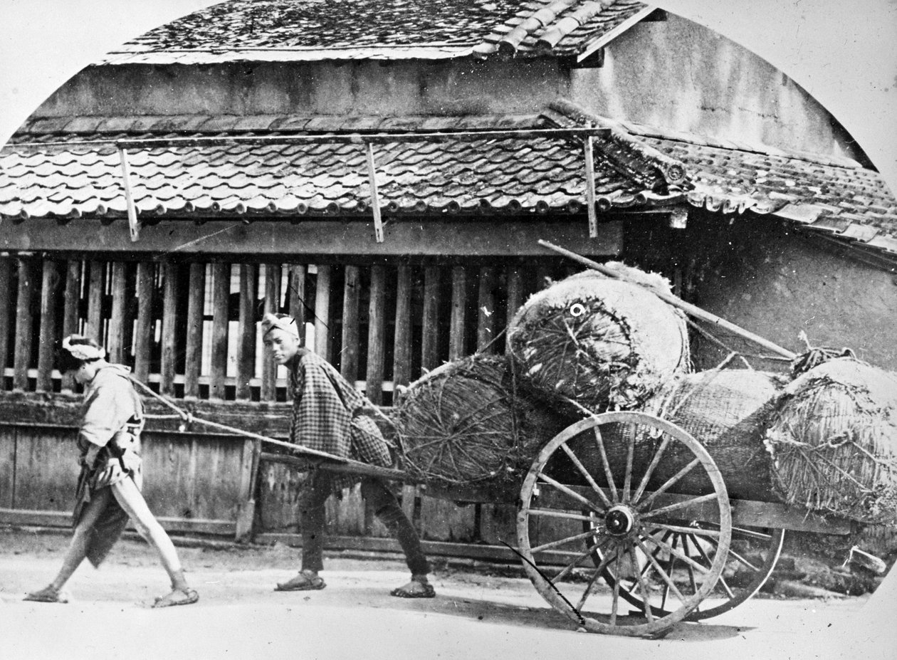 Ručně kreslený vozík, Japonsko, c.1860 od Japanese Photographer