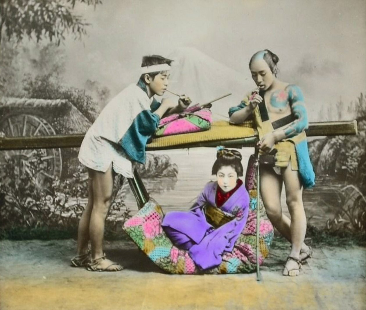 Ručně kolorovaný japonský albuminový tisk, cca 1880 od Japanese Photographer