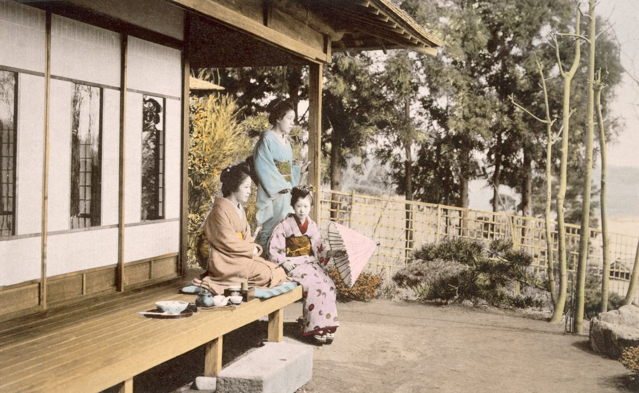 Dámy doma (ručně kolorovaná fotografie) od Japanese Photographer