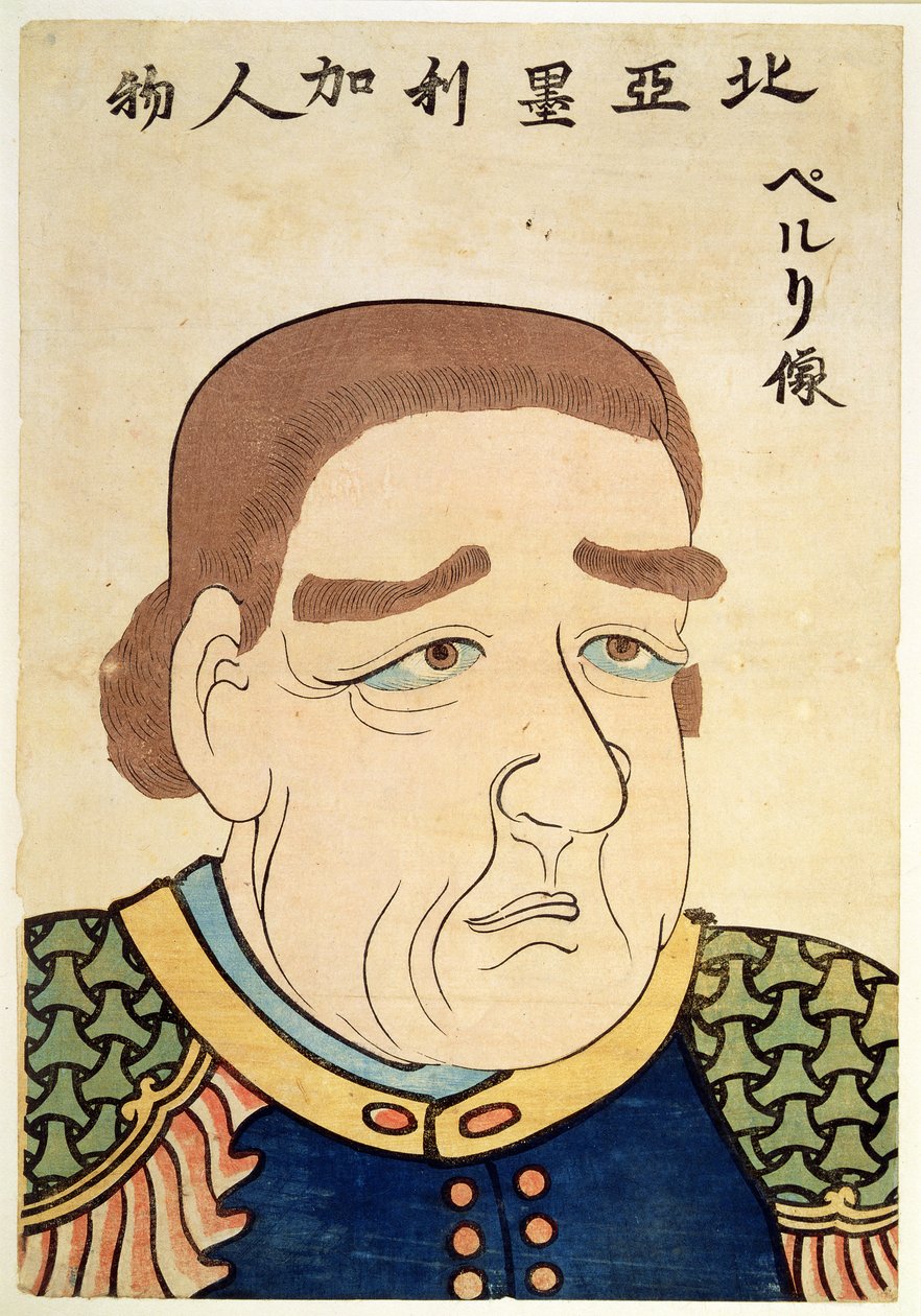Portrét Perryho, Severoameričana (barevná litografie) od Japanese School