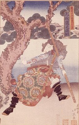 Herec Nakamura Šikan (1800-47), jako Kumonrjo Šišin, (barevný dřevoryt) od Japanese School