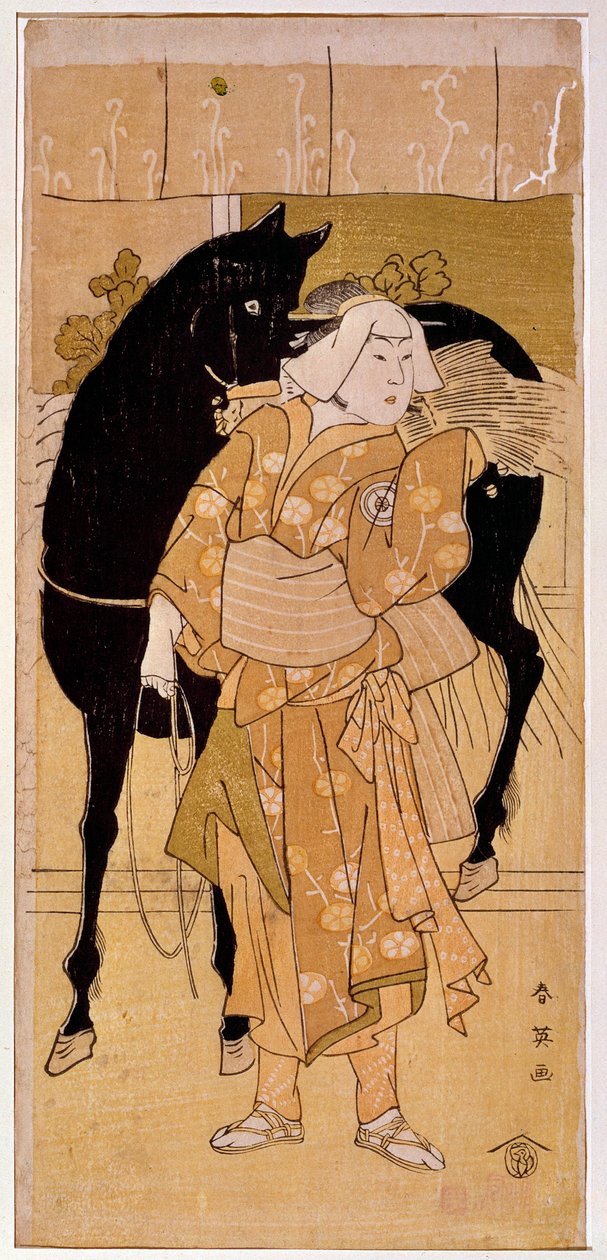 Herec předvádějící rolníka a jeho koně japonský tisk z 19. století. Paříž, Guimetovo muzeum, Národní muzeum asijského umění od Japanese School