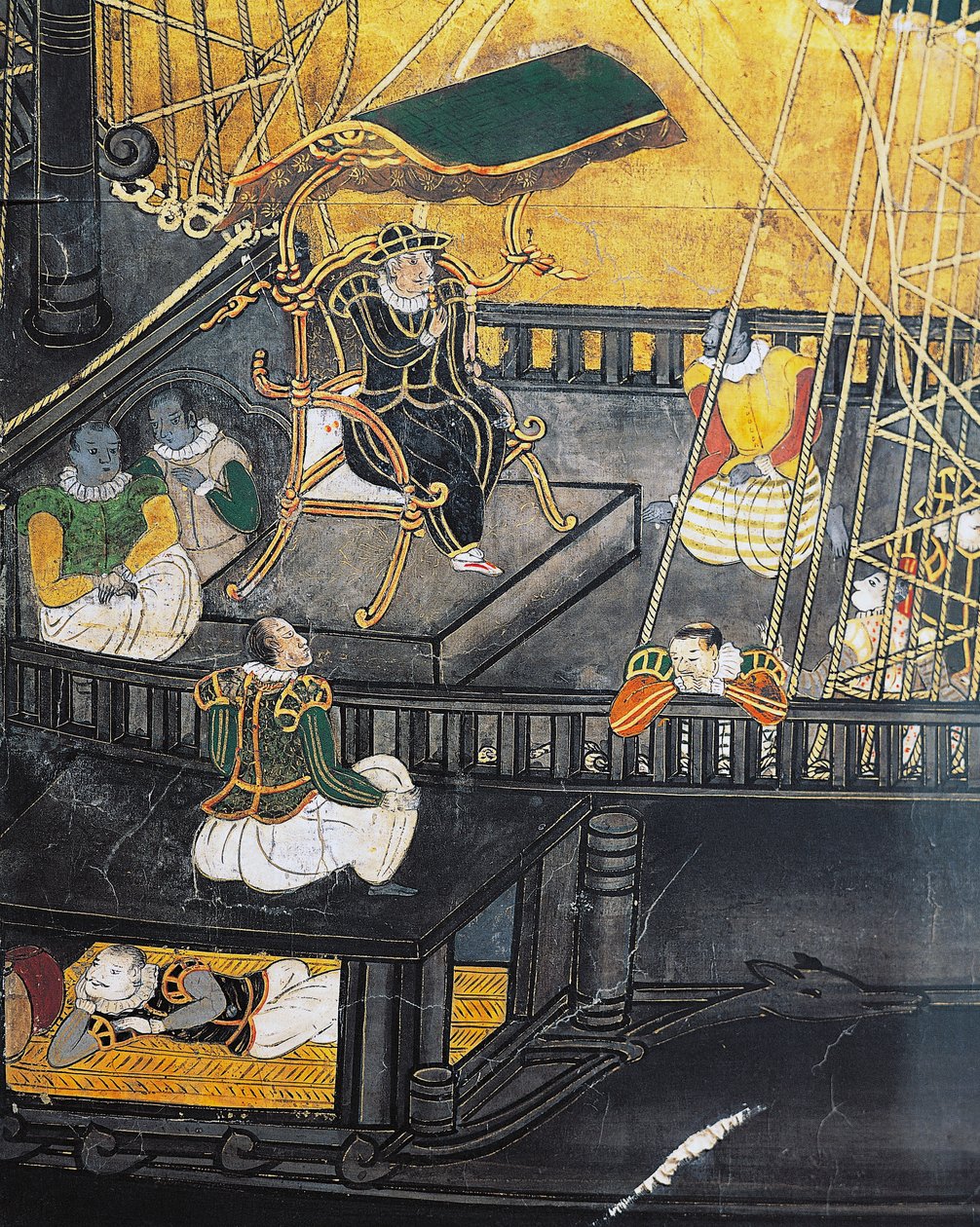 Příjezd Portugalců do Japonska, plátno, umění Namban od Japanese School