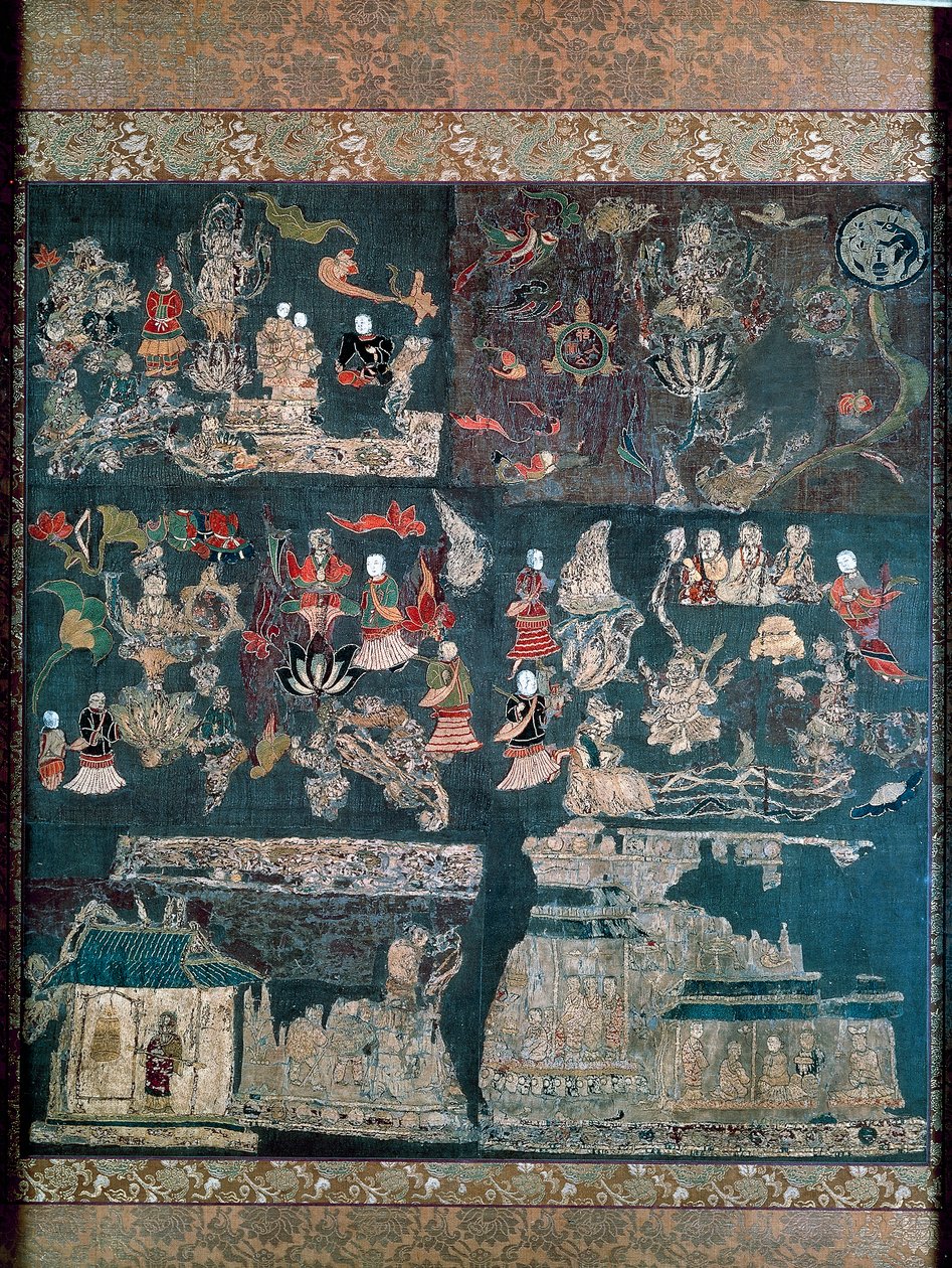 Buddhistický ráj, příběh mystika Chan, chrám Chuguji, Nara, období Asuka (552-646), japonská civilizace od Japanese School