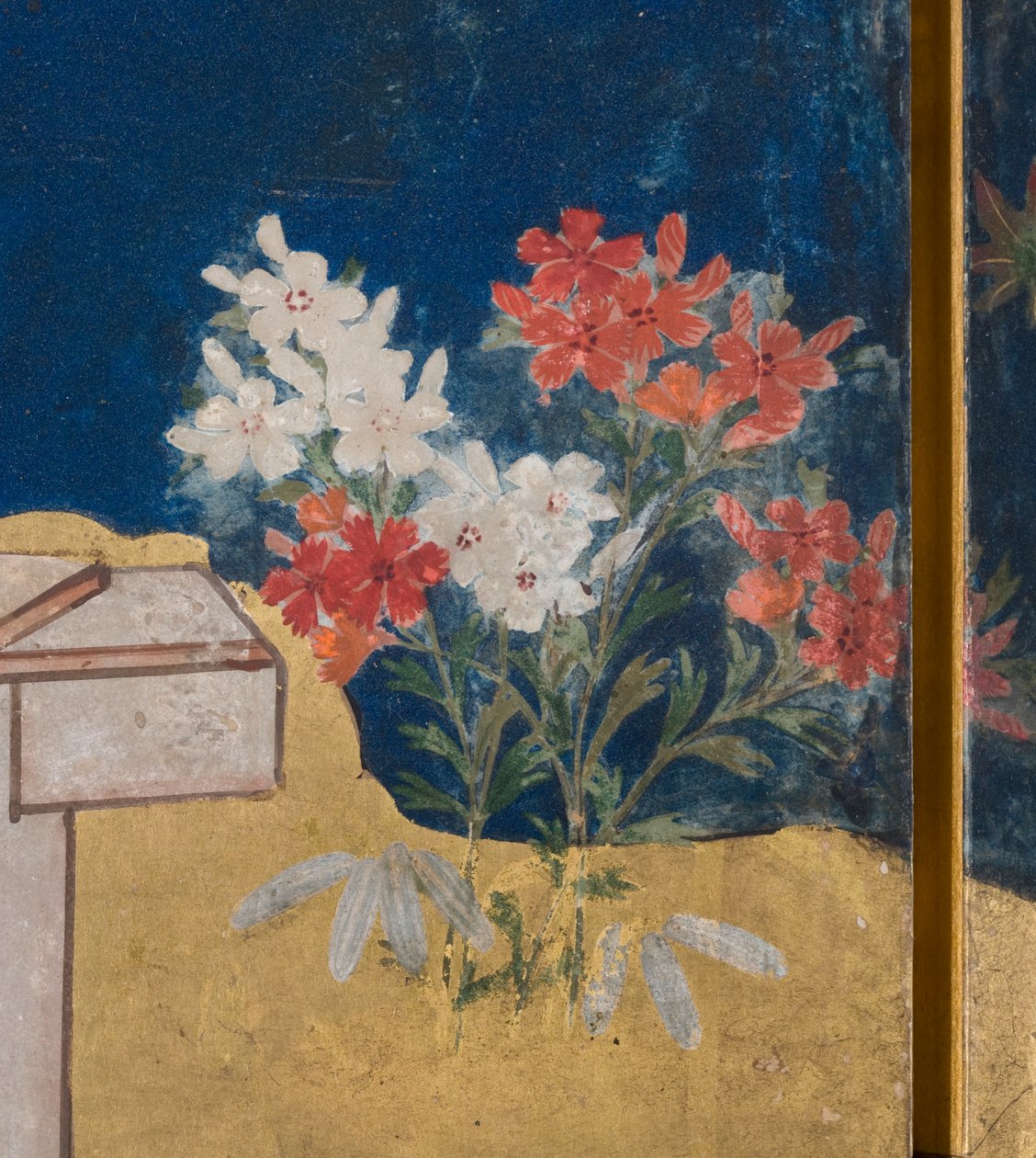Detail jara v paláci, šestinásobná obrazovka z The Tale of Genji, cca 1650 (inkoust, barvy a zlato na papíře) od Japanese School