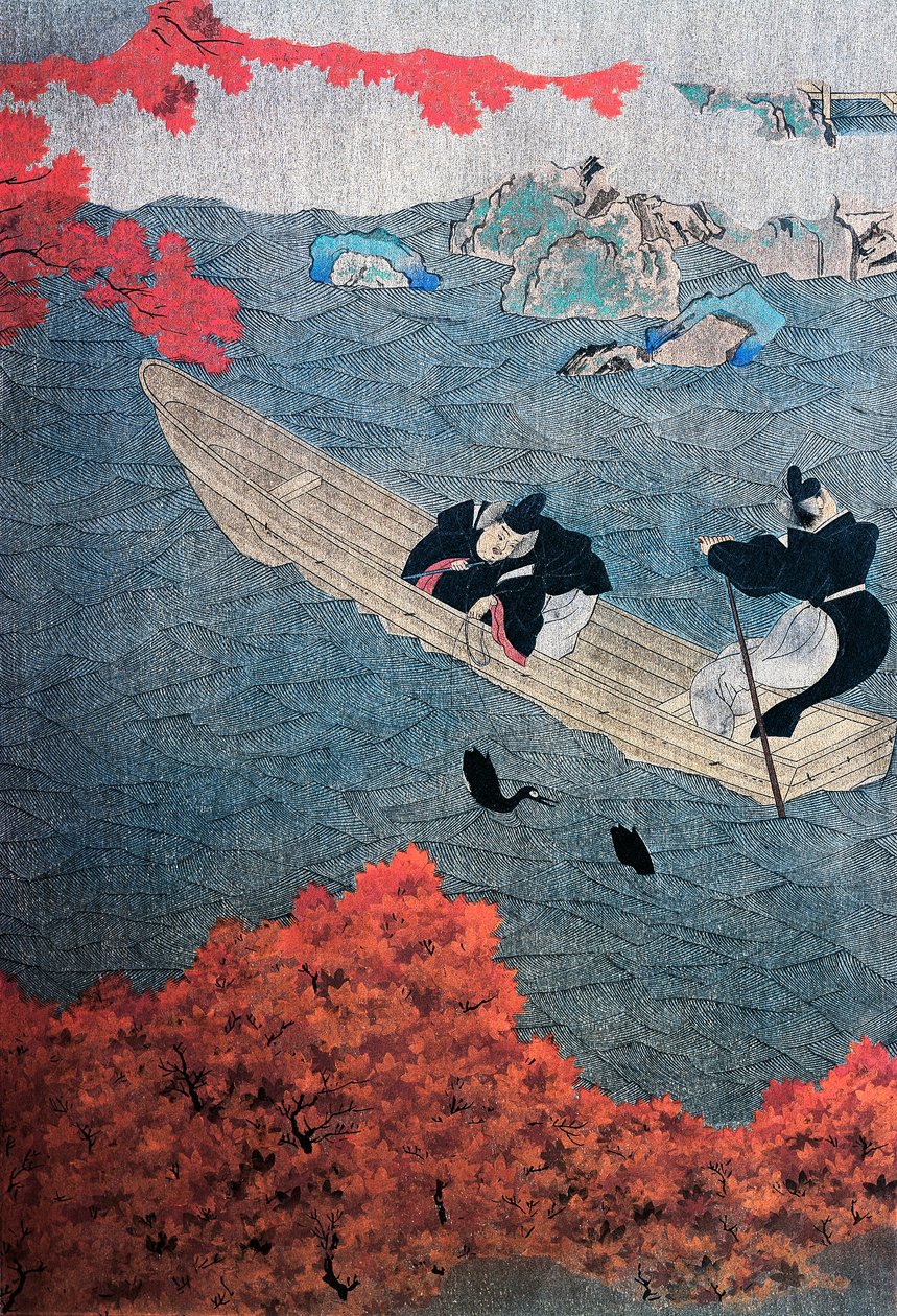Rybaření, Yukihide, škola Tosa, malba na hedvábí, Japonsko od Japanese School