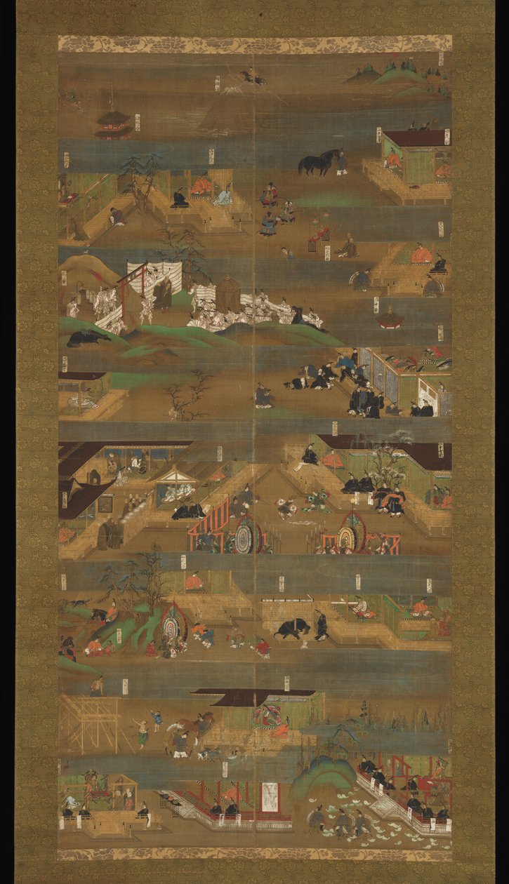 Ilustrovaná biografie prince Sh?toku, závěsný svitek, období Kamakura (1185–1333) (inkoust, barva a zlato na hedvábí) od Japanese School