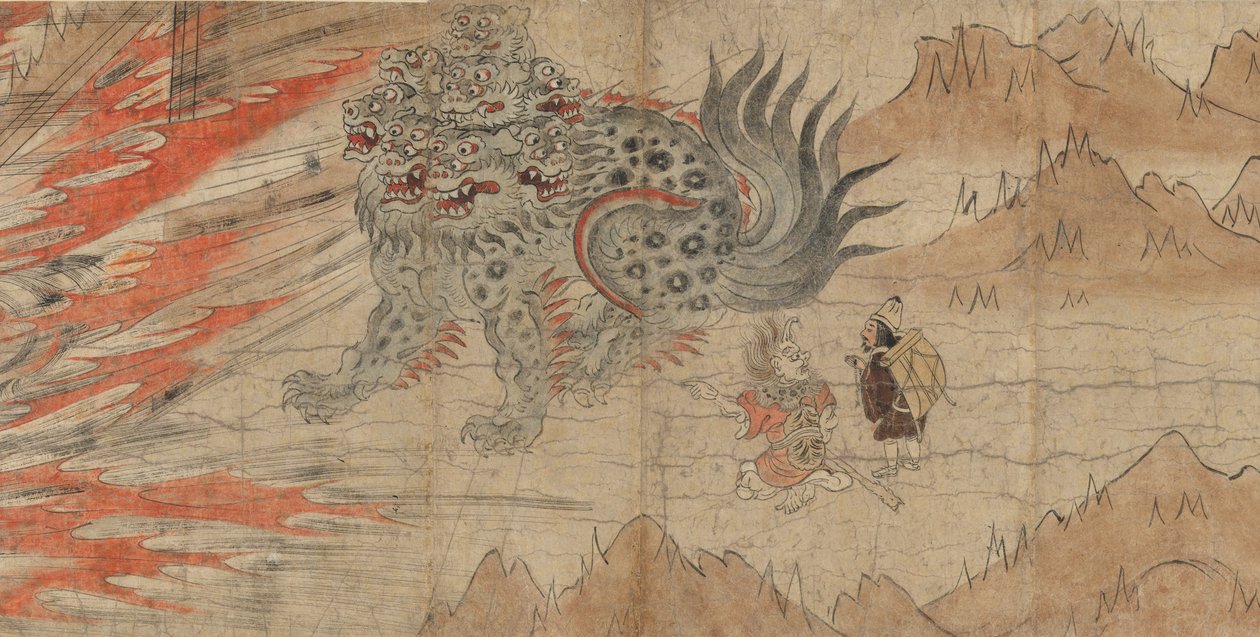 Ilustrované legendy svatyně Kitano Tenjin, konec 13. století (inkoust, řezané zlato, papír) od Japanese School