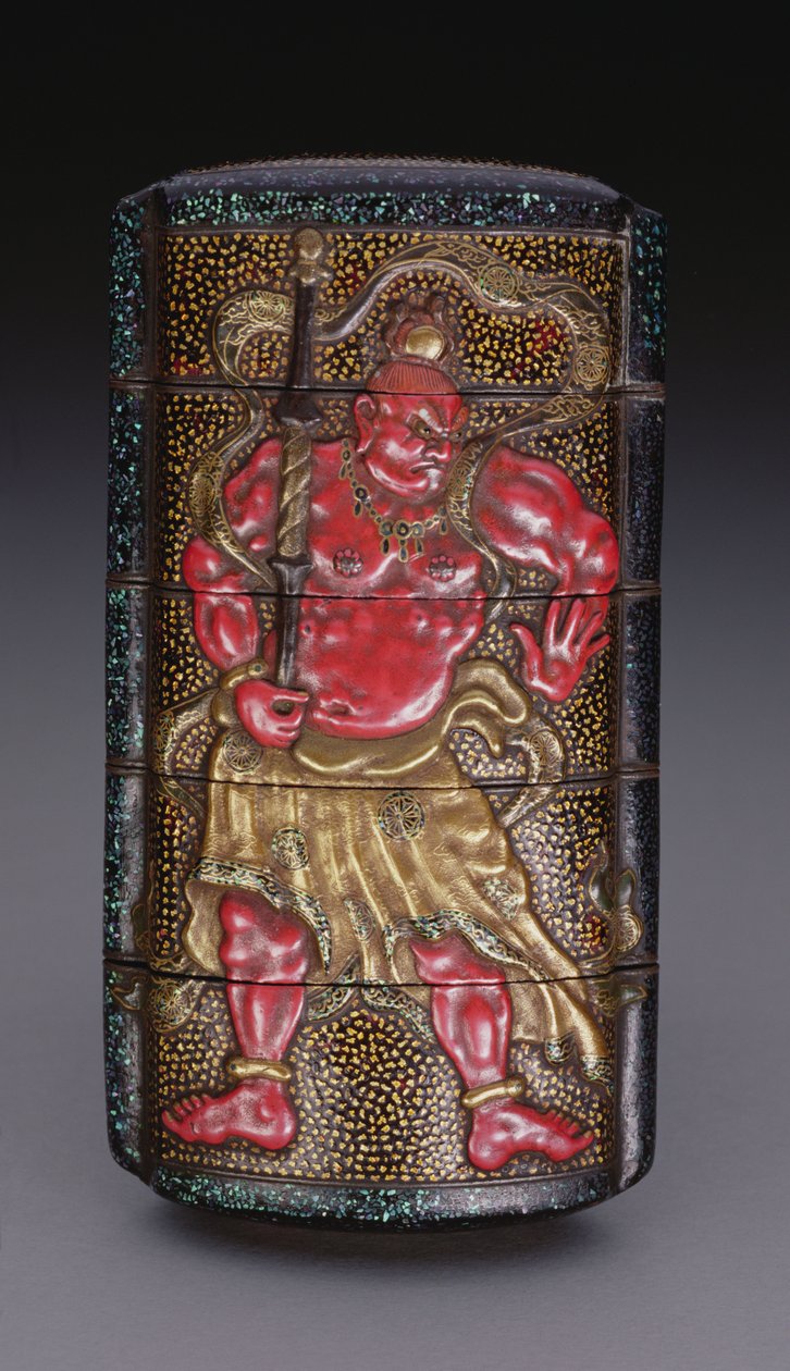 Inro zdobené Nio, období Edo (1615-1868) Japonec (lak) od Japanese School