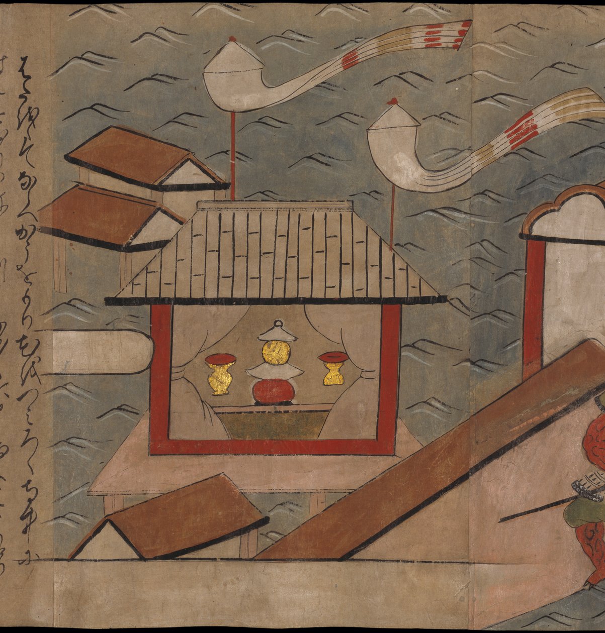 Japonský pavilon, ilustrace z „Taishokkan“ (inkoust a barva na papíře) od Japanese School