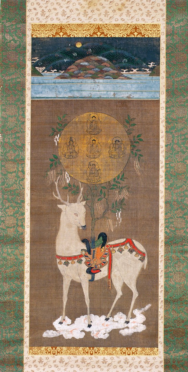 Jelen Kasuga s mandalou, období Muromachi (1392-1573) (malba na hedvábí) od Japanese School