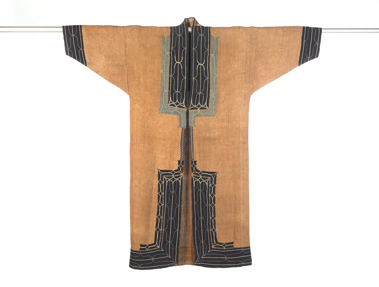 Mužský plášť, konec 19.-začátek 20. století (kůra jilmu s bavlněnou aplikací a hedvábnou výšivkou) od Japanese School