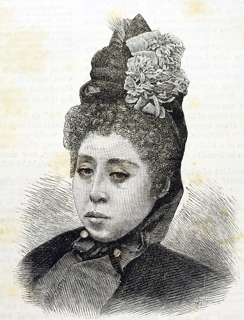éra Meidži. Japonská princezna Komatsu. Ilustrace z roku 1887 (rytina) od Japanese School