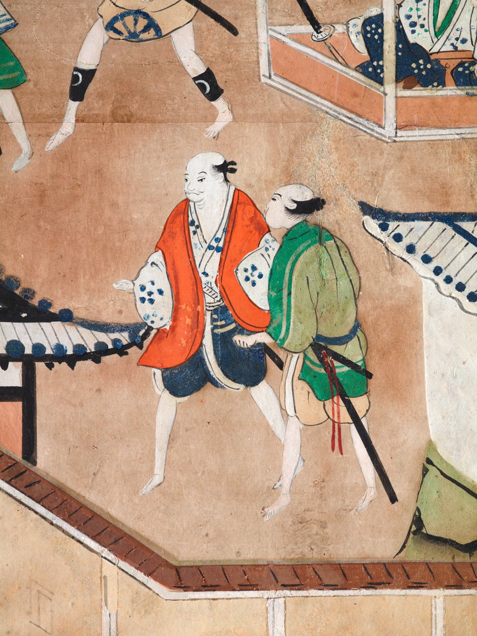 Osakazu Byobu - japonské osmipanelové skládací plátno (malba) od Japanese School