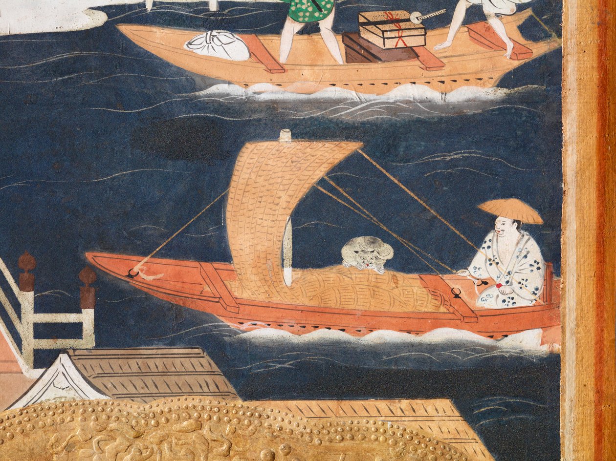 Osakazu Byobu - japonské osmipanelové skládací plátno (malba) od Japanese School