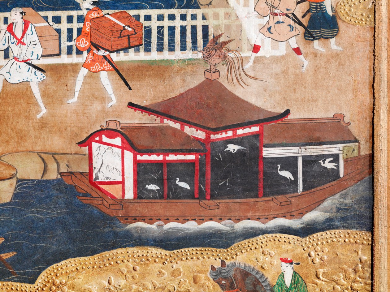 Osakazu Byobu - japonské osmipanelové skládací plátno (malba) od Japanese School