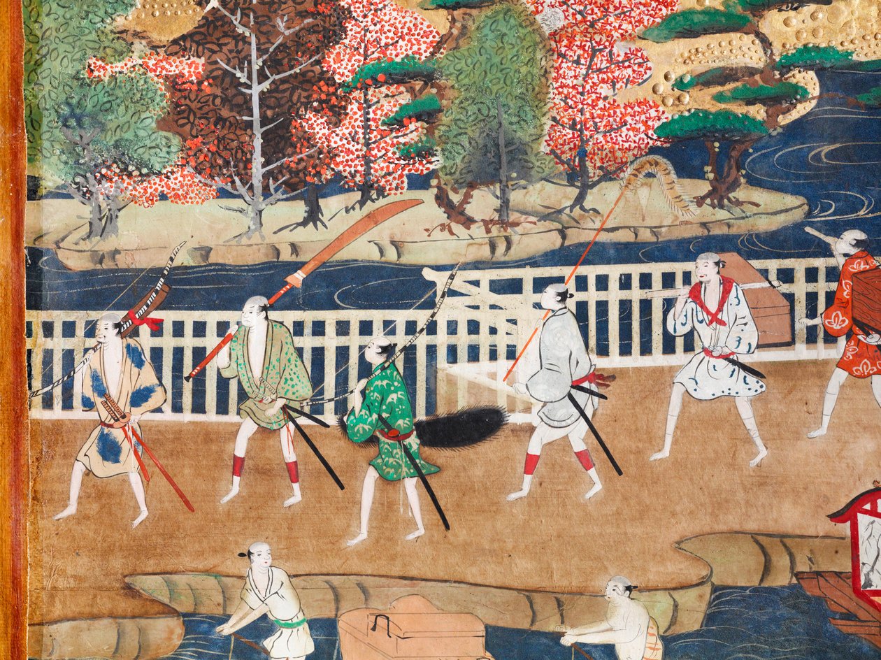 Osakazu Byobu - japonské osmipanelové skládací plátno (malba) od Japanese School
