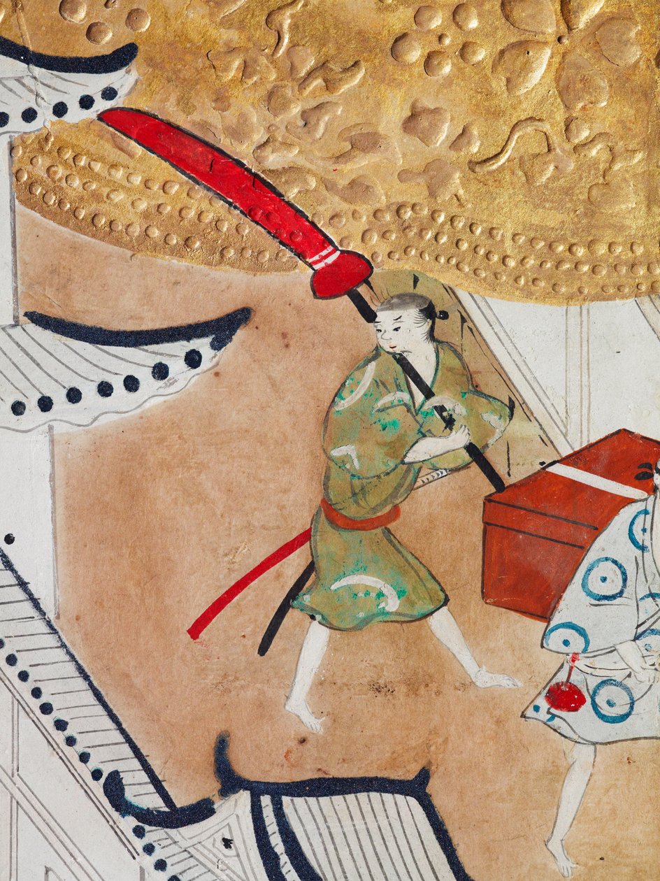 Osakazu Byobu - japonské osmipanelové skládací plátno (malba) od Japanese School