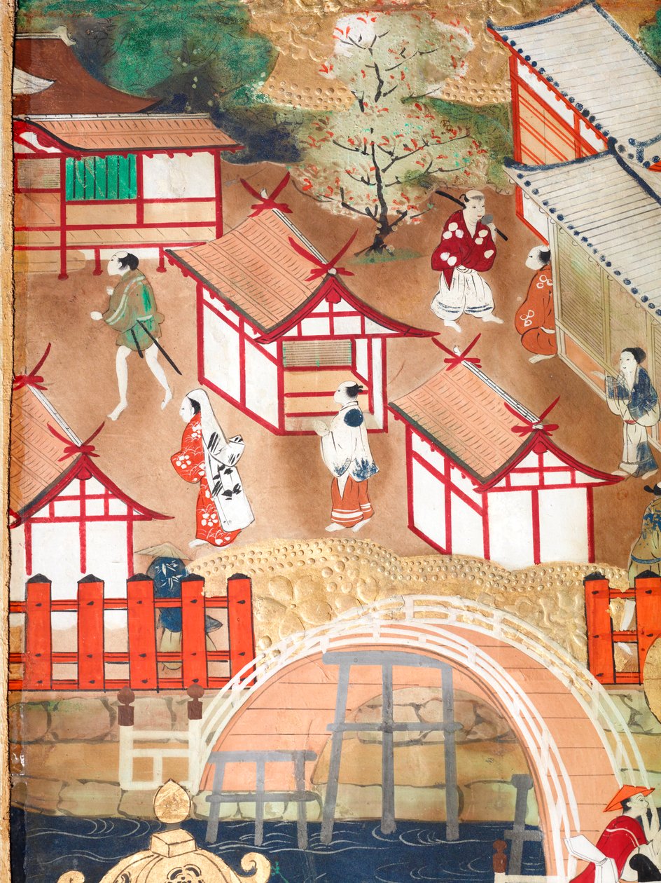 Osakazu Byobu - japonské osmipanelové skládací plátno (malba) od Japanese School