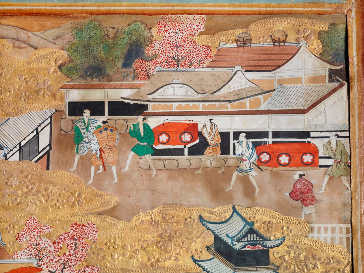 Osakazu Byobu - japonské osmipanelové skládací plátno (malba) od Japanese School