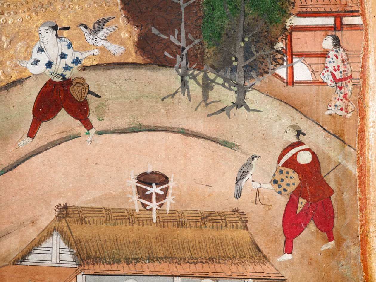 Osakazu Byobu - japonské osmipanelové skládací plátno (malba) od Japanese School