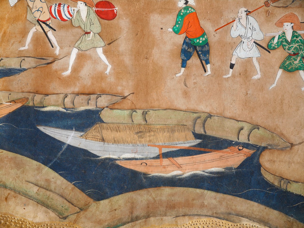 Osakazu Byobu - japonské osmipanelové skládací plátno (malba) od Japanese School