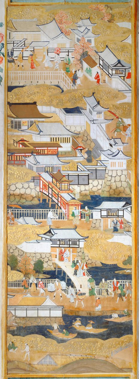 Osakazu Byobu - japonské osmipanelové skládací plátno (malba) od Japanese School