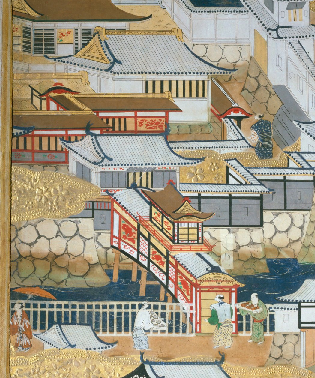 Osakazu Byobu - japonské osmipanelové skládací plátno (malba) od Japanese School