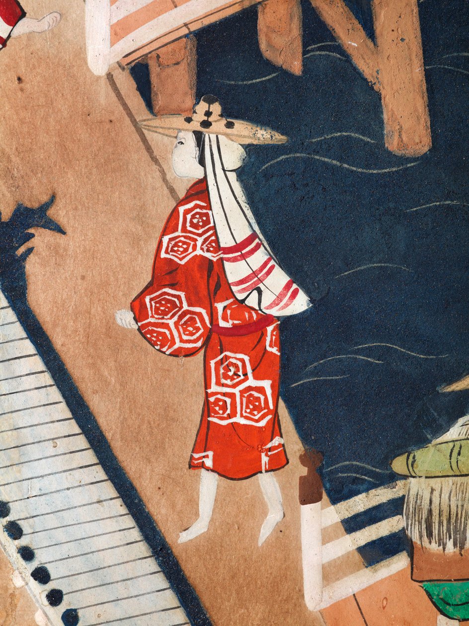 Osakazu Byobu - japonské osmipanelové skládací plátno (malba) od Japanese School